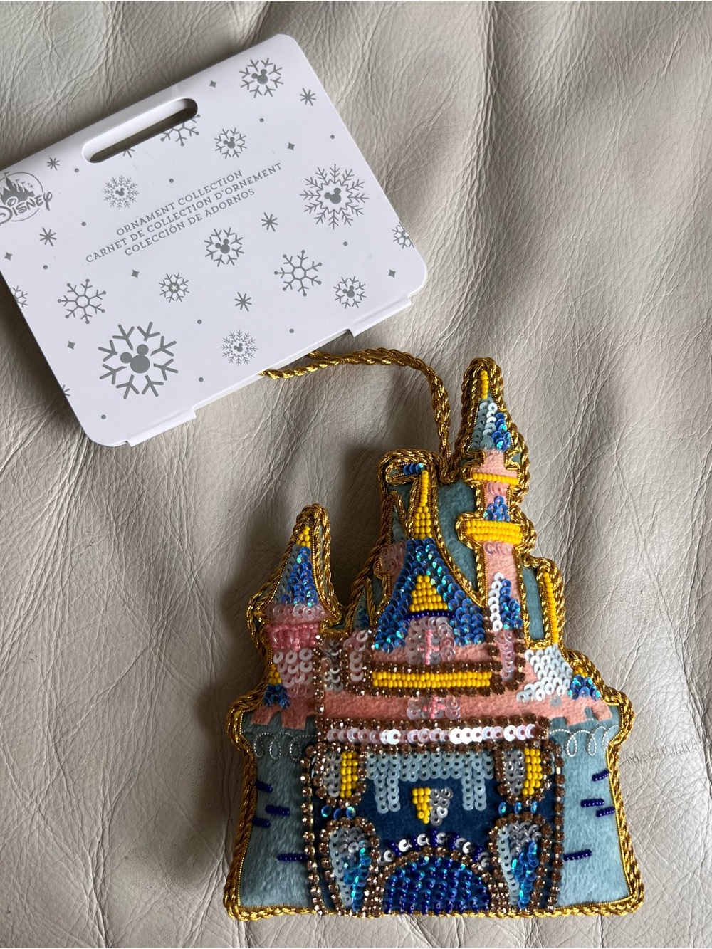 Disney Parks Disneyland Sleeping Beauty Velvet Castle Ornament Beaded Sequined